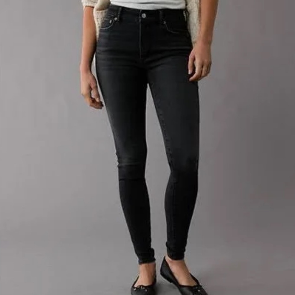 American Eagle Next Level Stretch High Rise Classic Black Slim Jeans